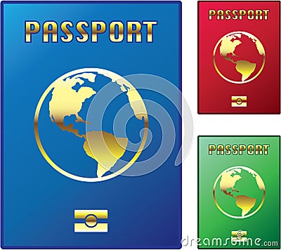 Passports Vector blue red green Vector Illustration