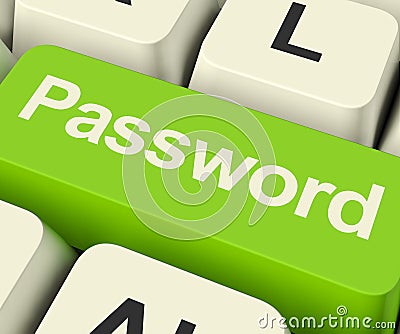 Password Computer Key In Green Showing Permission And Security Stock Photo