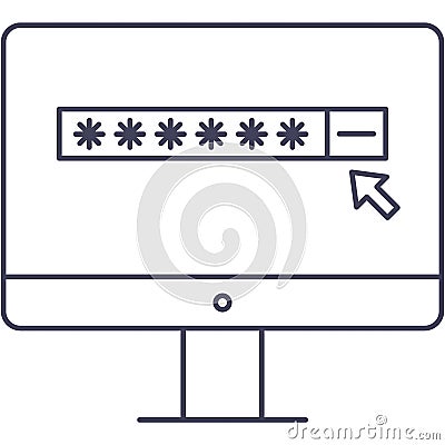 Password computer vector secure login flat icon Cartoon Illustration