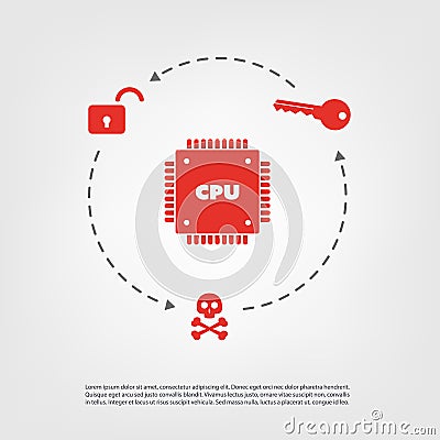 Password or Data Leak Problem Due to CPU Bugs and Vulnerabilities - IT Security Concept Design Vector Illustration