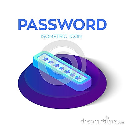 Password Icon. 3D Isometric Password sign. Entering Password. Secure Data. Access Concept. Created For Mobile, Web, Decor, Applica Stock Photo
