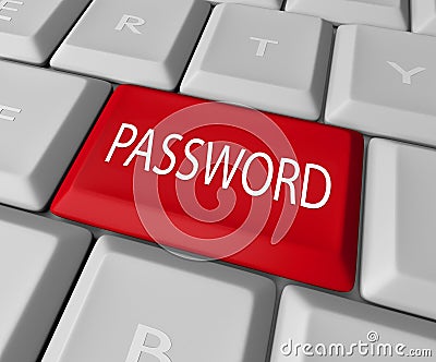 Password Key Red Button Computer Keyboard Security Stock Photo
