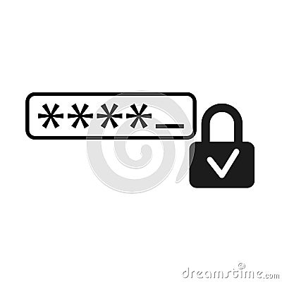 Password lock icon. Security input field. Privacy check concept. Safe protection element. Vector Illustration