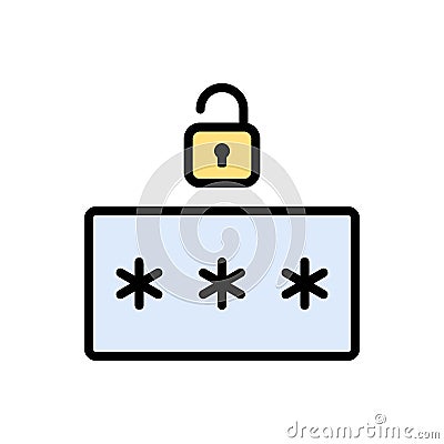 Password lock unlock icon. Simple color with outline vector elements of hacks icons for ui and ux, website or mobile application Stock Photo