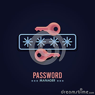 password manager theme with keys and cypher Vector Illustration