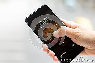 Password of mobile data protection For smartphone users. Image use for security data. Stock Photo