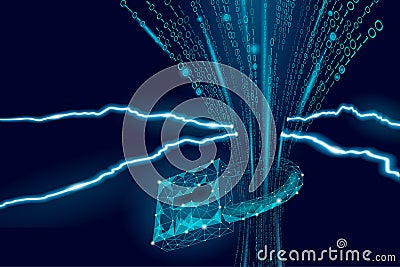 Password padlock account private data security danger. Hacker spy attack information server protection. Virus alert Vector Illustration
