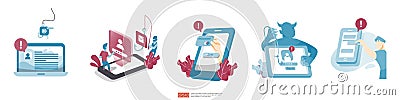 password phishing attack and stealing personal data concept. internet security for web landing page, banner, presentation, social Vector Illustration