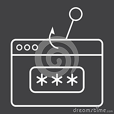 Password phishing line icon, security and hack Vector Illustration