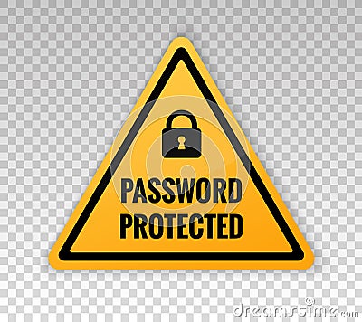 Password protected icon. Area secure lock sign isolated on background with message password protected Vector Illustration