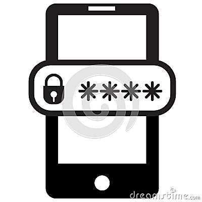 Password protected icon on white background. Phone password sign. Phone with enter password code symbol. flat style Vector Illustration