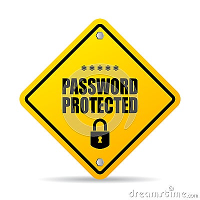 Password protected warning sign Vector Illustration