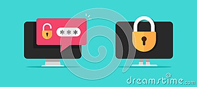 Password secure data lock icon vector, cyber personal computer access code sms message online flat graphic illustration, digital Vector Illustration