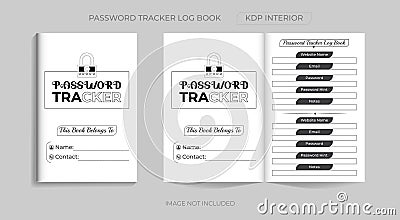 Password tracker logbook kdp interior design print template Vector Illustration