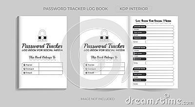 Password tracker logbook kdp interior design print template Vector Illustration