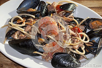 Pasta allo scoglio Stock Photo