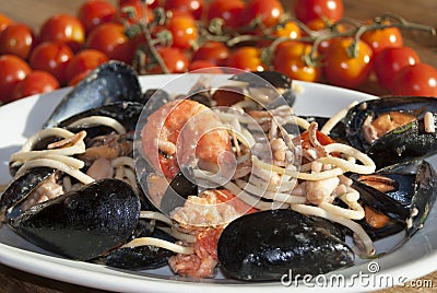 Pasta allo scoglio Stock Photo