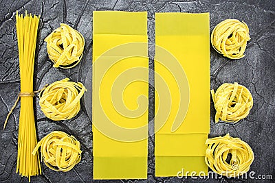 Pasta in assortment close-up. pasta of various shapes Stock Photo
