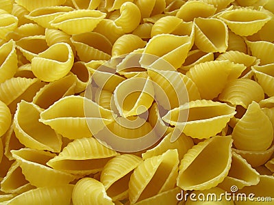 Pasta background. Pasta in form of shells. Stock Photo