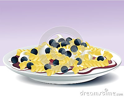 Pasta with blueberries Pasta with blueberries Vector Illustration