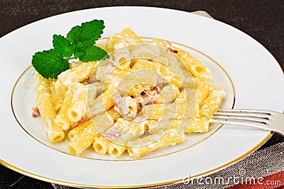 Pasta with Carbonara Sauce. Italian Cuisine
