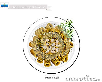 Pasta E Ceci, A Famous Dish in San Marino Vector Illustration