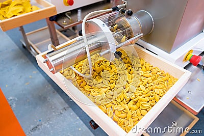 Pasta factory automation drawing technique processing production line. Stock Photo