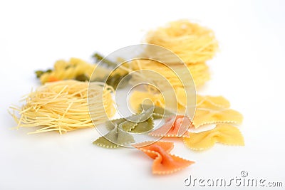 Pasta: farfalle and capellini Stock Photo