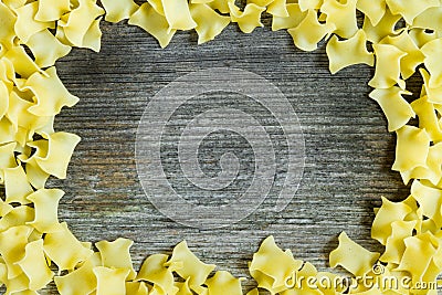Pasta frame over wood Stock Photo