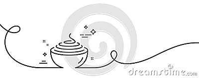 Pasta line icon. Spaghetti plate sign. Continuous line with curl. Vector Stock Photo