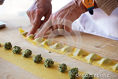 Pasta-making with an Italian mama in Rome Stock Photo