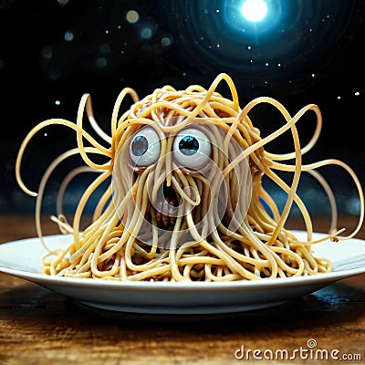 Pasta Monster Plate Portrait Stock Photo