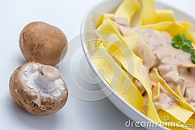 Pasta with mushrooms sauce Stock Photo