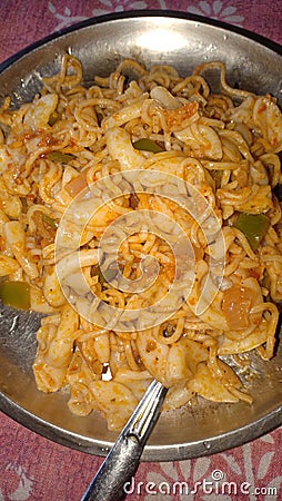 Pasta noodles plate Stock Photo