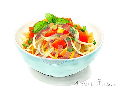 pasta noodles with tomato sauce Stock Photo