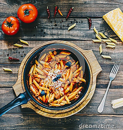 Pasta In Pan Stock Photo