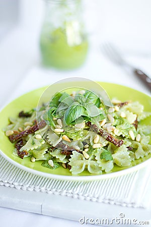 Pasta with pesto Stock Photo