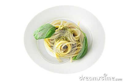 Pasta with pesto Stock Photo