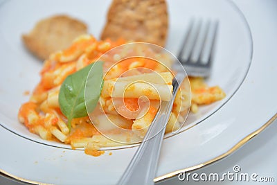 Pasta with pumpkin italian dish Stock Photo