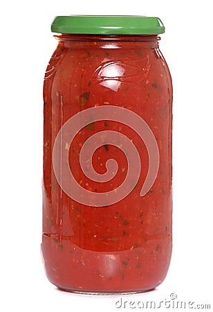 Pasta sauce in a jar Stock Photo