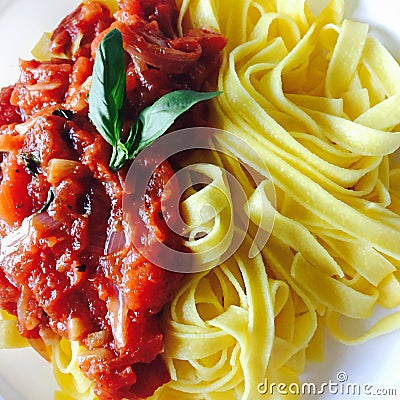 Pasta with sauce Stock Photo