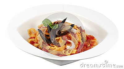 Pasta with seafood Stock Photo