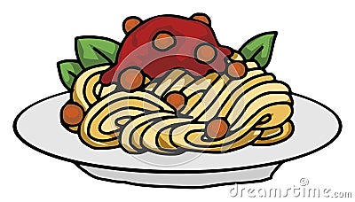 Pasta spaghetti meatballs Vector Illustration