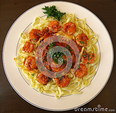 Pasta and stewed tomatoes Stock Photo