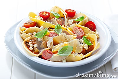 Pasta with vegetable stew Stock Photo