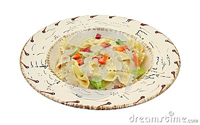 Pasta with vegetables in southwestern style bowl Stock Photo