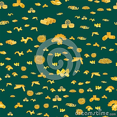 Pasta whole wheat seamless pattern corn rice noodles organic food macaroni background nutrition dinner products vector Vector Illustration