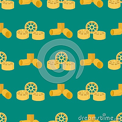 Pasta whole wheat seamless pattern corn rice noodles organic food macaroni background nutrition dinner products vector Vector Illustration