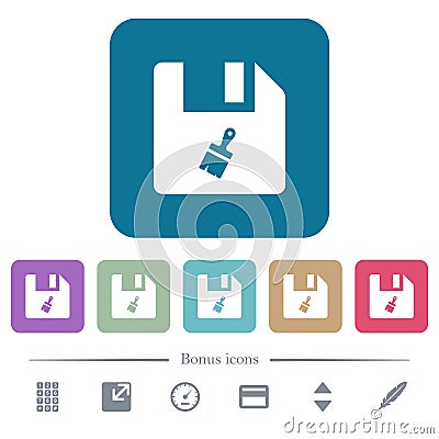 Paste file flat icons on color rounded square backgrounds Stock Photo