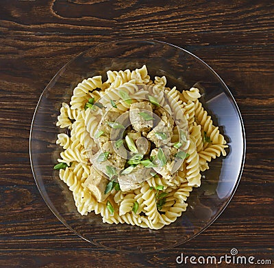 Paste, Pasta bowl, Fusilli , sauce, Italian cooking Stock Photo